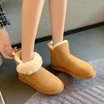 念君兮真牛皮雪地靴女皮毛一体防水防滑女鞋冬季靴子女棉鞋加厚保暖