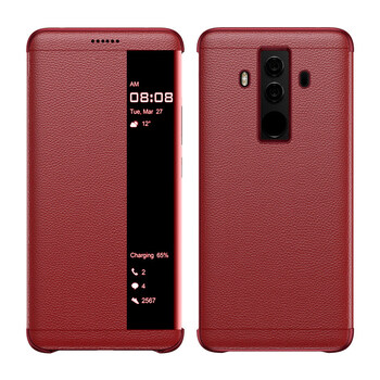 真皮保护套限量版翻盖视窗bla-al00 真皮翻盖皮套-瑞红 华为mate10pro