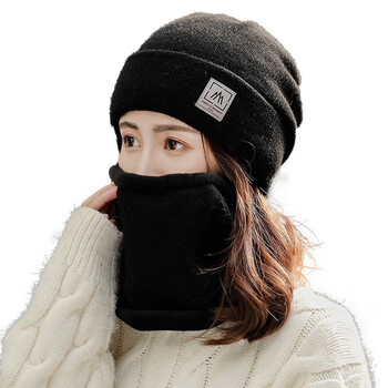 帽子套装>glo-story>glo-story毛线帽女针织帽保暖防寒毛线帽围脖套装