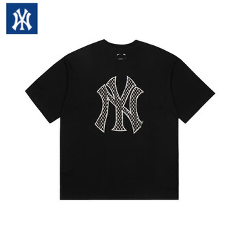 nynyc2023韩国潮牌刺绣半袖大logo字母短袖男女同款休闲情侣款后背t恤