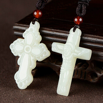 天然和田玉耶稣十字架吊坠基督教信物玉坠新疆玉石男挂件女项链图片色