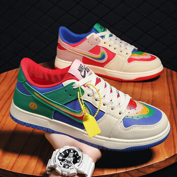 oeny飞马aj特别的情侣鞋子2022新款板鞋男双色鸳鸯运动鞋女 彩虹鸳鸯