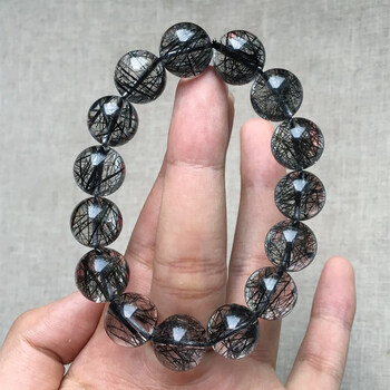 御大师天然黑发晶手链钛晶水晶手串男女款项链多圈单圈情侣手链 收藏