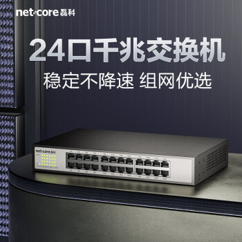 磊科（netcore） S24G 24口千兆交换机 工程高清监控网络分线器 企业级网线分流器 钢壳