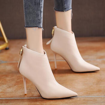 aex女款尖头短靴细跟2022新款秋冬高跟鞋法式时尚百搭网红显瘦短筒裸