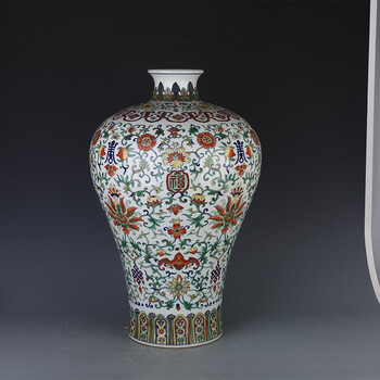 杨家ψ窑清雍正瓷器斗彩缠枝花卉梅瓶仿古瓷器古董古玩明清老瓷器收藏