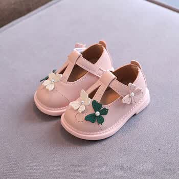 abckids童鞋02岁小女孩方口皮鞋春秋季一周岁半女宝宝鞋子软底公主鞋