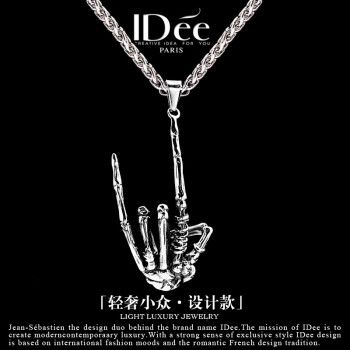 IDee  CREATIVE IDER FOR YOU法国IDee手指项链潮牌小众吊坠时尚潮男朋克嘻哈配饰欧美饰品礼物 订制款龙骨链55+5CM 坠6*4CM