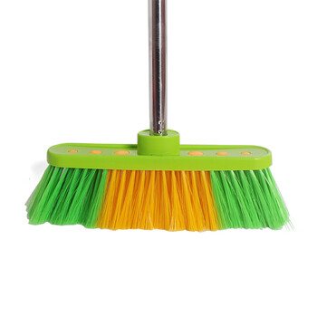 加长不锈钢加厚加密6排毛生胶塑料仓库家庭学校单个扫把扫帚笤帚 绿色