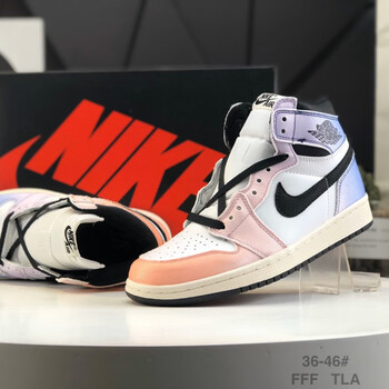 uosu体育空军一号aj1高帮复古篮球鞋天际线鸳鸯白紫渐变男女同款aj1