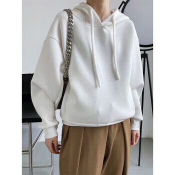 智妤太空棉卫衣女秋冬蓝色卫衣秋季外穿太空棉外套女士小个子白色m