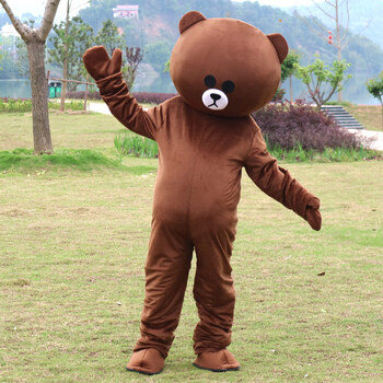 玩偶服抖音熊传单布朗熊行走套装(不支 定制咖啡色网红忧郁熊夏天款