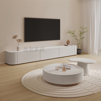 4米电视柜 圆茶几边几组合