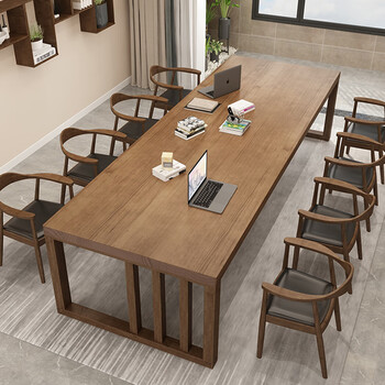 华梦 实木客厅大书桌长工作台家用现代简约休闲区阅读学习桌办公