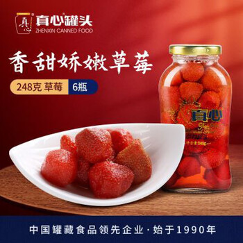 真心罐头草莓罐头新鲜糖水罐头零食健康食品248g*6罐整箱 248g