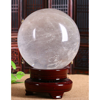 开运摆件风水球玄关进门客厅白黄水晶球天然白色 精选白水晶球直径10