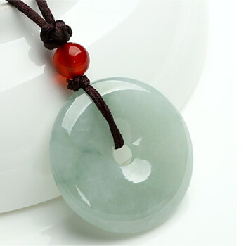 老凤祥()缅甸a货翡翠平安扣吊坠男女款冰糯种淡