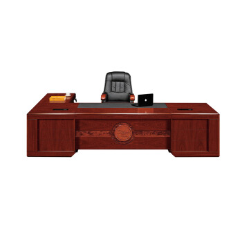 优茂办公家具老板桌办公桌大班台主管桌总裁桌现代简约中式实木贴面油漆经理桌老板 红胡桃色B-28V5
