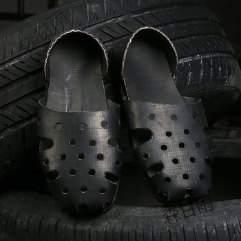 轮胎凉鞋男士大码滩鞋复古夏橡胶个性潮鞋拖鞋定制联名款 轮胎底包头