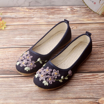 苏衿春布鞋绣鞋夏款老京布鞋平底刺绣鞋滑布鞋汉舞蹈定制蓝色建议拍