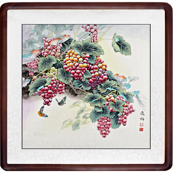 清新挂画硕果累累挂画葡萄画带框画花鸟水墨画室内装饰画客厅餐厅卧