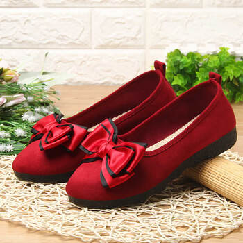 中年大码女鞋北京老布鞋新款岁平底妈妈女士软底休闲鞋子305831红色36