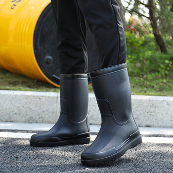 锐麻   时尚男雨鞋中筒雨靴防滑水鞋情侣加绒胶鞋厨房洗车钓鱼工作鞋