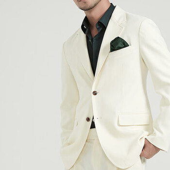 facecity单排扣白色西装外套男士2021年春秋新款小西服上衣休闲白色