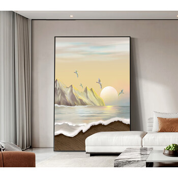 壁画子木雅居 海岳高深 40*60油画布画面(棉麻油画布 金属边框)格调黑