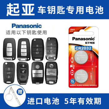 松下（Panasonic） CR2032悦达起亚K2 K3 K4 K5智跑奕跑焕驰KX3 KX5 KX7 kxcross 赛拉图 福瑞迪汽车钥匙遥控器电池 【2粒套装】