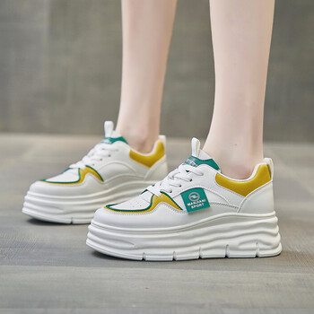 回力小个子松糕厚底增高板鞋女夏季初中高中学生撞色配校服休闲鞋米绿
