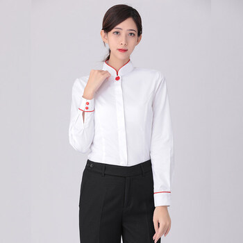 中信银行行服新款女短袖衬衫工作服长袖立领衬衣职业装 长.袖 xs