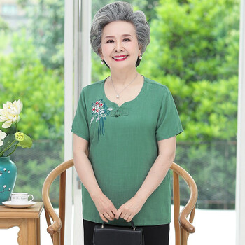 俞兆林中年妈妈夏装两件套中老年女装短袖t恤洋气老人上衣女奶奶夏季