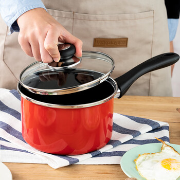 苏泊尔爱家炫亮三件套装锅厨房锅具铁搪瓷圆底炒锅铸铁汤锅长柄锅