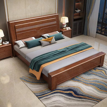 源氏木语实木床双人主卧大床2022新款现代简约新中式1.