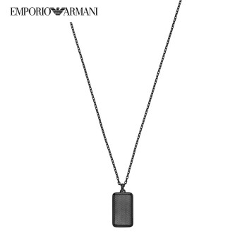 阿玛尼（EmporioArmani） 男士项链 黑色男士波浪形方形吊牌项链 送男友礼物 EGS2255060 黑色