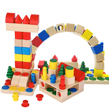 Nic 神奇城堡德国原装进口思维扩散儿童益智早教启蒙木质玩具拼搭玩具2岁以上神奇城堡96块 图片价格品牌报价 京东