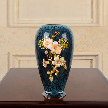 岙筱轻奢高端珐琅彩玻璃琉璃花瓶摆件客厅电视柜餐桌插花玄关创意干花