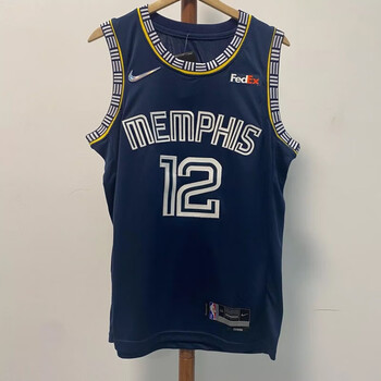 vzvy灰熊队新赛季12号莫兰特球衣nba刺绣篮球服比赛队服运动背心s