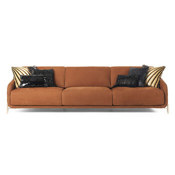 沐驰robertocavalli真皮沙发磨砂皮意大利clifton克利夫顿真皮沙发三