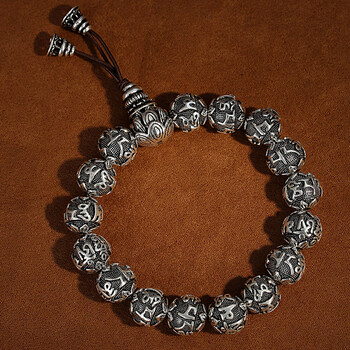 转运貔貅潮流复古情侣女佛珠手串 六字真言佛珠手链-12mm约67g配证