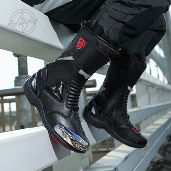 ionzea摩托车骑行鞋春秋防水防摔通勤靴越野拉力机车靴男女摩旅骑行