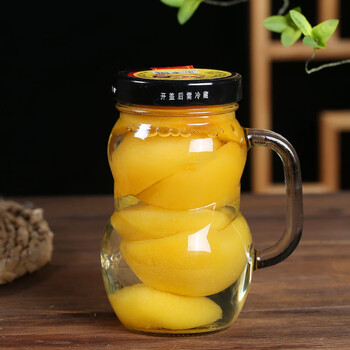 520新鲜水果罐头玻璃水杯罐头黄桃桔子雪梨什锦地方特产520黄桃2瓶