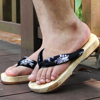 navcon 木屐男日式厚底木屐鞋cos日本木拖鞋女情侣夏季中国风木底人字