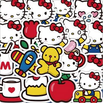 灵动创想128张hellokitty贴纸卡通可爱凯蒂猫手帐ipad手机壳装饰防水