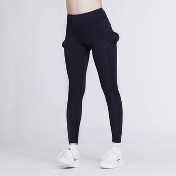 运动瑜伽裤女秋季外穿九分裤高弹力训练网球长裤带兜打底裤 白色 s