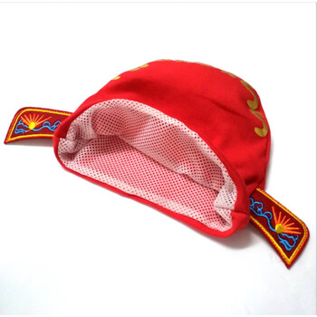 迪士尼婴儿纯棉状元帽子红色胎帽满月百天周岁宝宝抓周帽子配套喜庆