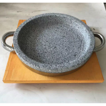 石板烧烤盘石锅烤盘浅烤盘韩烤肉盘石头煎肉锅烧石锅Φ22xh4cm不含板