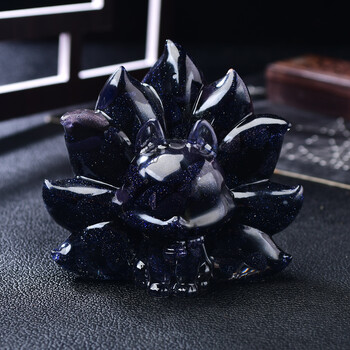 树脂九尾狐家里装饰摆件精品大好礼物 蓝砂石