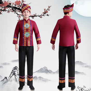 雅格罗伊云南大理白族服装男广西壮族少数民族三月三服装男成人云南